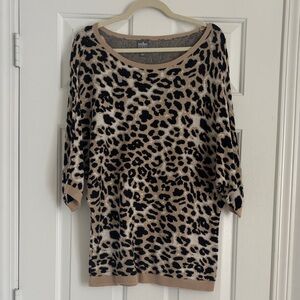 Soho Women's Leopard Print Sweater - Black and Tan